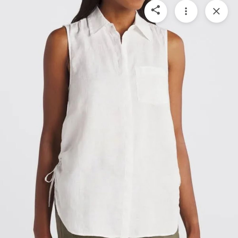 Club Monaco White Sleeveless Linen Tuni Side Tie NWT S quiet luxury minimalist